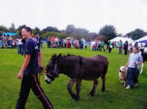 Craig showing Larry the Donkey for Most Obedient Large Animal